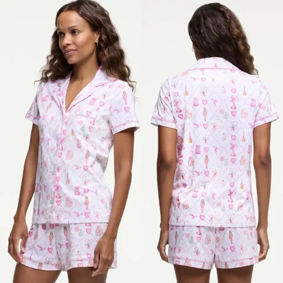 Roller Rabbit X LoveShackFancy Limited Edition Sugarplum Pink Polo Pajamas NWT - Picture 3 of 4